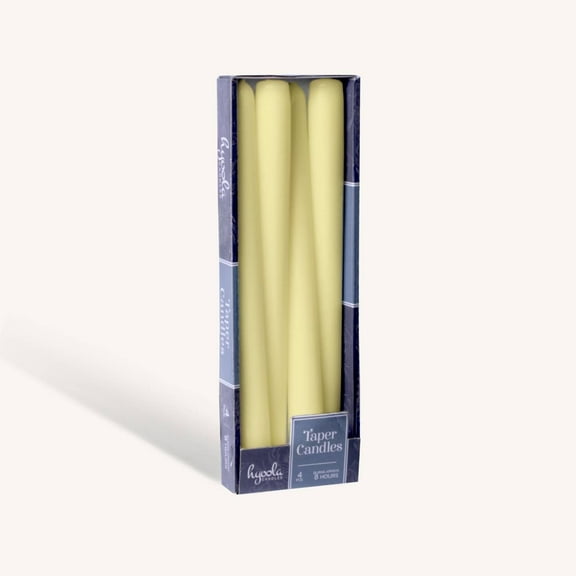 Hyoola 12" Ivory Dripless European Made Taper Candles, Unscented Paraffin Wax with Cotton Wicks, 4-Pack