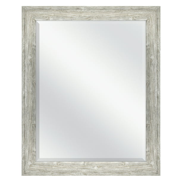 Mainstays 27x33 Rustic Grey Beveled, How To Hang Mainstays Beveled Mirror