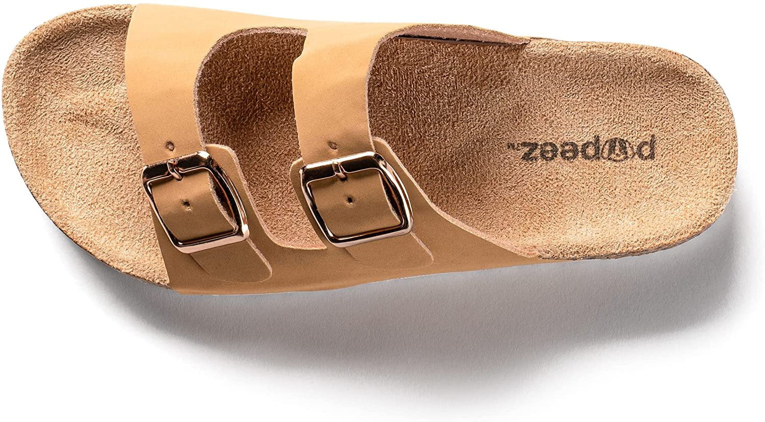 ROXONI Girls Comfort Sandals Double Buckle Adjustable Slip on Summer Slides Soft Footbed EVA Flat Slides Footbed Suede with Arch Support... Schoenen Meisjesschoenen Sloffen 