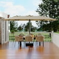 thumbnail image 1 of 15ft Large Patio Umbrella with Base & Solar Lights-Rectangular Patio Umbrella with Crank Handle, UV Protection for Outdoor Market, 1 of 7