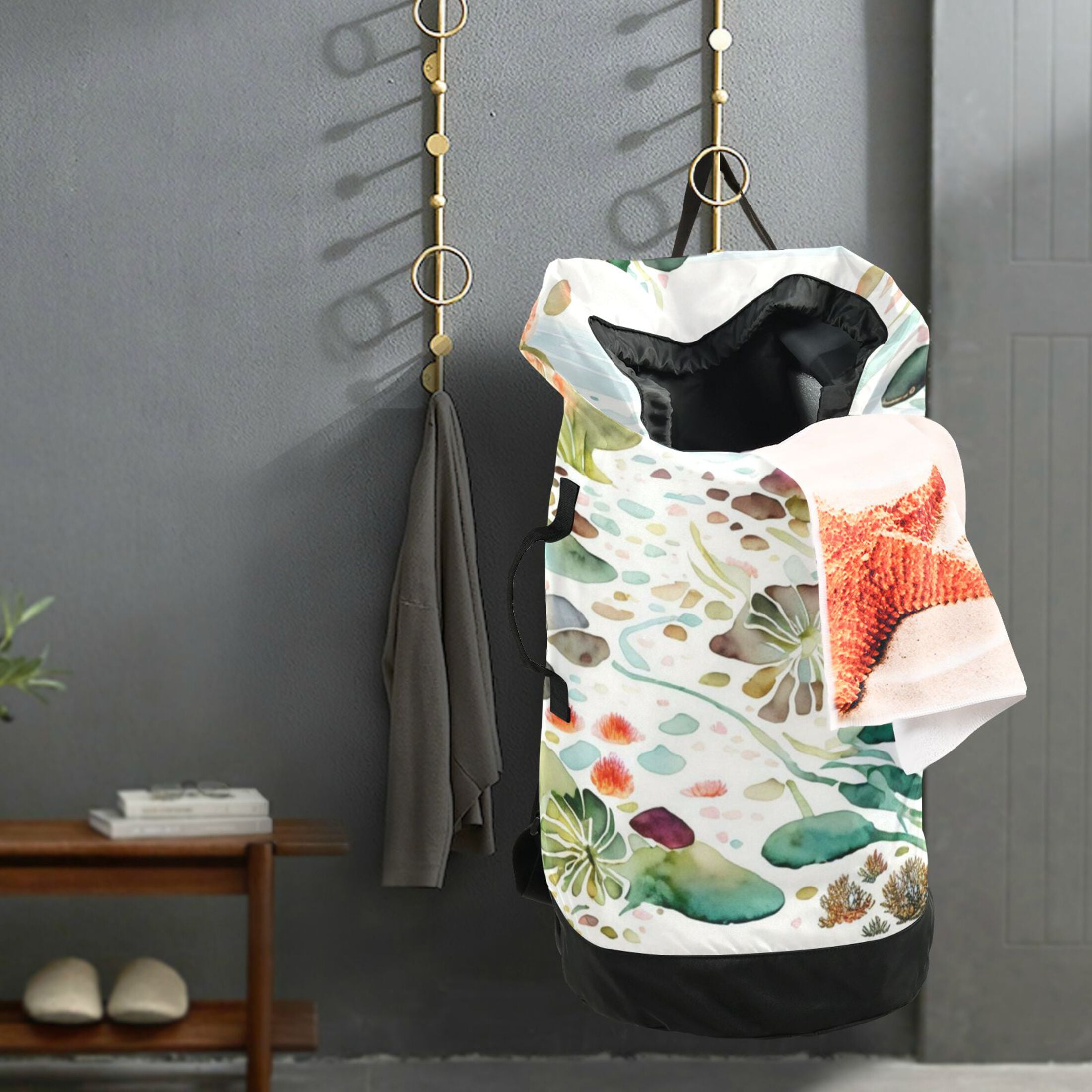 RMDQTR Durable Large Laundry Backpack with Drawstring Closure Ideal for Laundry Trips,Travel&Camping Pondside Chandelier Fusang