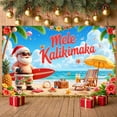 thumbnail image 3 of Tropical Tropical Christmas Banner Beach Scene Hawaiian Christmas Display Surfboard Decor Palm Tree Beach Santa Backdrop for Christmas Party Hawaiian Theme Party Summer Celebration, 3 of 9