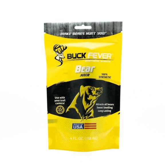 Buck Fever Bear Juice (4 oz) – Synthetic Bear Attractant Scent for Hunting & Trail Cameras – Non-Spoiling Formula, All-Season Outdoor Use