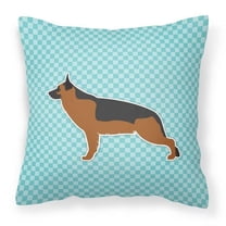 Carolines Treasures BB3724PW1818 German Shepherd Checkerboard Blue Fabric Decorative Pillow