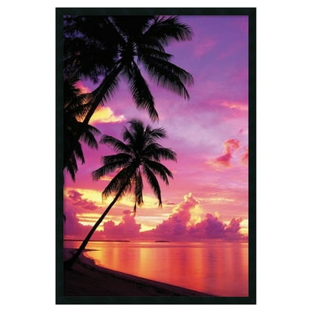 Tahitian Sunset Framed Art Print with Gel Coated Finish