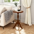 thumbnail image 3 of HLR Round Small End Table, Wooden Pedestal Side Coffee Table,  Vintage Accent Nightstand for Living Room, Entryway,  Brown, 3 of 8