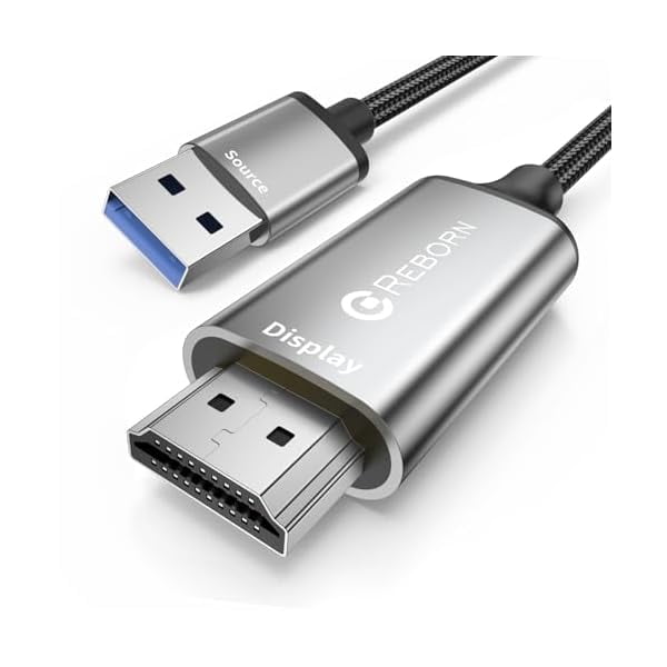 wonima11 USB to HDMI Adapter Cable 6FT, 1080P@60Hz USB 3.0 to HDMI Multi-Display Cable Converter Suitable for Macos Windows 7/8/10/11 - Driver Installation is Required