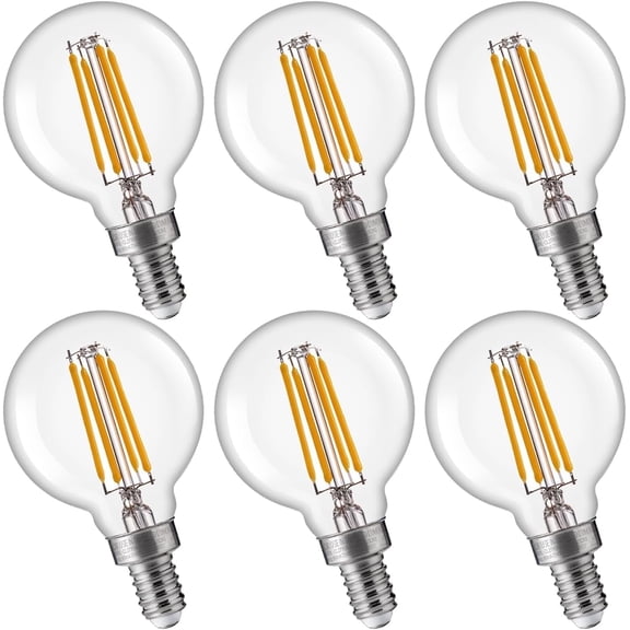 G16.5 Dimmable LED Candelabra Bulbs 60W Equivalent, LED E12 Chandelier Light Bulbs, 550LM, CRI90, 5.5W, AC 120V, 6 Pack, 2700K Soft White