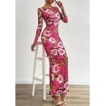 thumbnail image 6 of PRETTYGARDEN Bodycon Maxi Dress Fall Floral Long Sleeve Sexy Mesh Cocktail Wedding Guest Long Dresses, 6 of 9