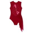 thumbnail image 6 of YEAHDOR Womens Lyrical Modern Dance Leotard Shiny Rhinestones Backless Rhythmic Gymnastics Leotard Burgundy XXL, 6 of 7