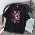 thumbnail image 1 of Camiseta Mujer Manga Corta Con Estampado NiñA Dibujos Animados Estilo GóTicopangjing, 1 of 4