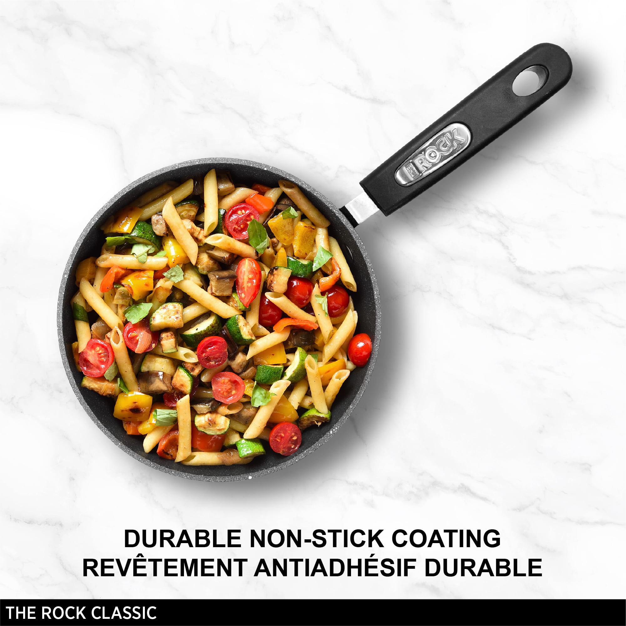 Starfrit The Rock 2.8L (3Qt) Non-Stick Saucepan with Lid, Durable Forged Aluminum, Oven Safe, PFOA Free, Dishwasher Safe, Black, 3QT Capacity