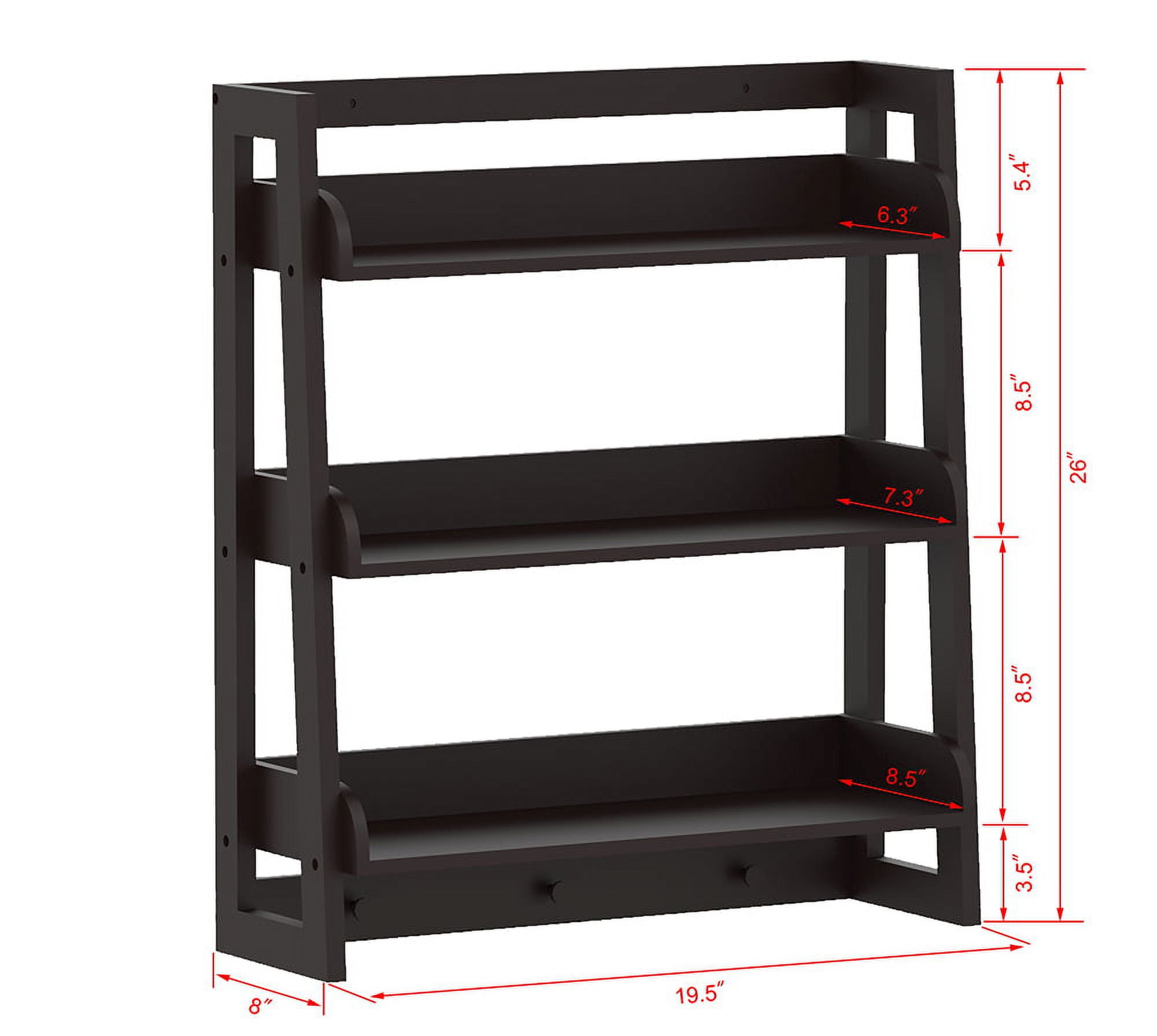 Spirich 3 Tier Bathroom Shelf Wall Mounted with Towel Hooks, Bathroom Organizer Shelf Over The Toilet (Espresso)