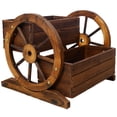 thumbnail image 4 of Farmhouse Décor Wooden Wagon Planter Box Outdoor 2-Tier Planter Courtyards Balconies Patios Weather-Resistant Easy Assembly & Garden Décor, 4 of 8
