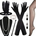 thumbnail image 3 of [BRAND FACTORY PRICE!]Women Costume Gatsby Feather Headband Earrings Elegant Long Satin Gloves Set of Decorations Pearl Necklace Accessories Art Deco Parties, 3 of 5