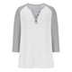 thumbnail image 4 of Cowsor Girl's Casual 3/4 Sleeve T Shirts Button V Neck Tunic Blouses Color Block Basic Tee Tops Loose Fit Summer Shirt, 4 of 6