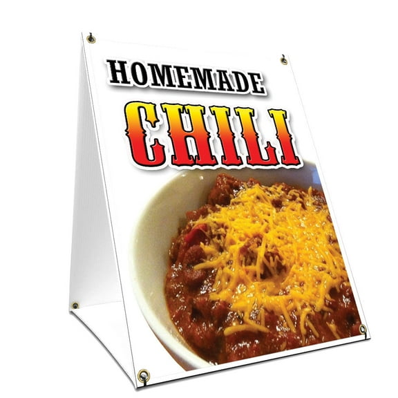 A-frame Sidewalk Homemade Chili Sign With Graphics On Each Side | 18" X 24" Print Size