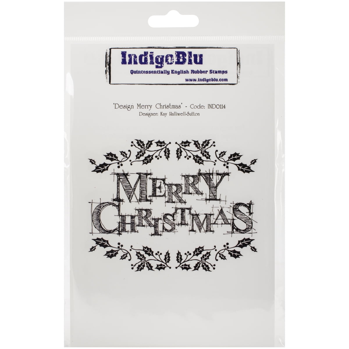 IndigoBlu Cling Mounted Stamp 5X8-Design Merry Christmas