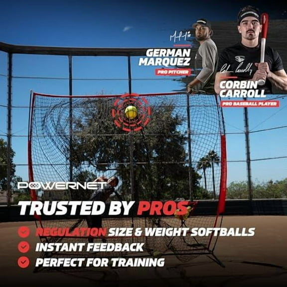 PowerNet Crushers & Weighted Balls, Softball Baseball Hitting Trainer for Improved Speed, Power & Coordination, Batting Practice Softballs 24 Balls