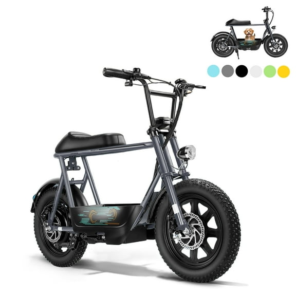 SANOPY Electric Scooter with Seat for Adults, 350W Motor up to 15 Miles Range 20 Mph, 16" Fat Tire for All-Terrain, Motorcycle Style E-Scooter for Commuting with Carry Basket, Gray