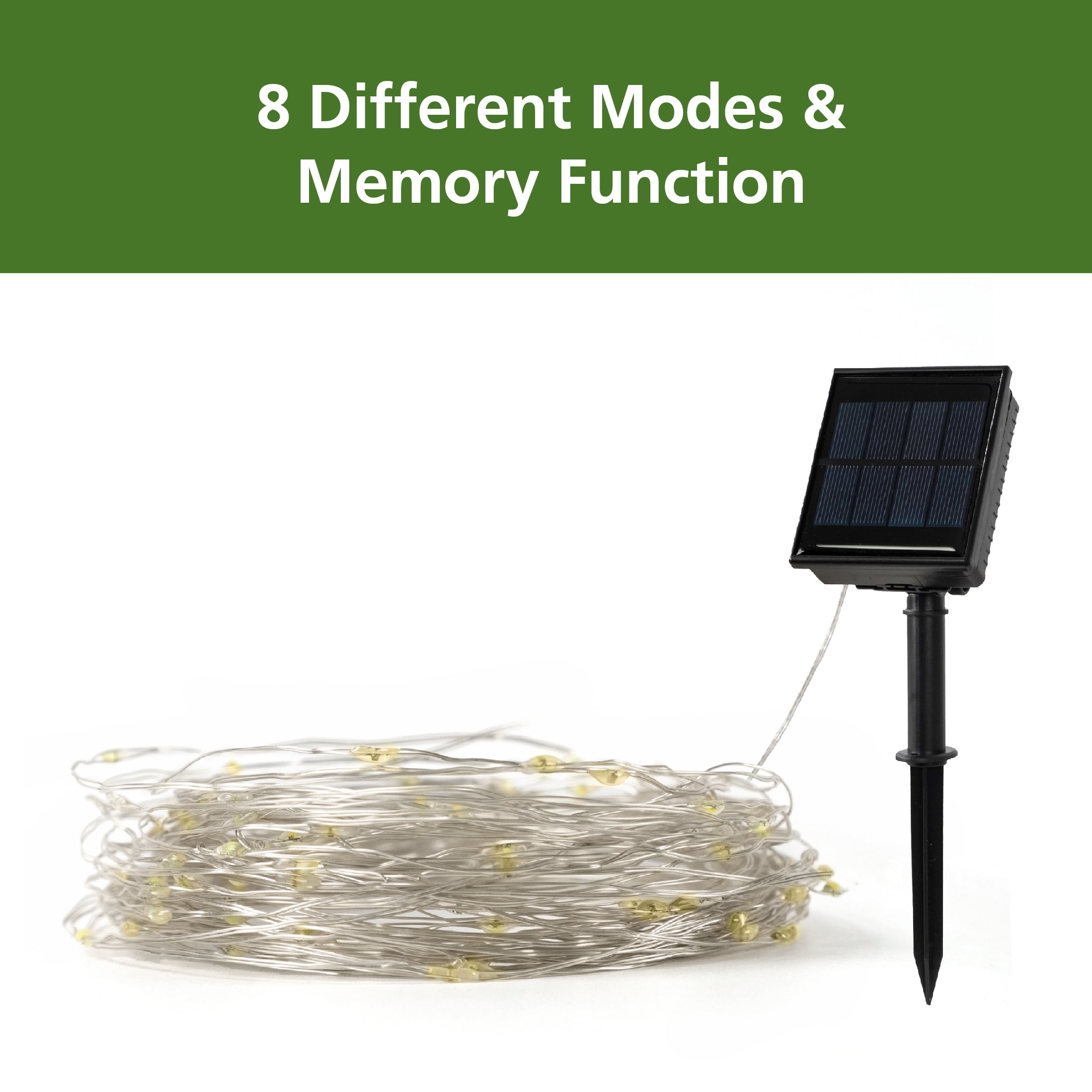 (2 pack) Mainstays Solar Power 200-Count Warm White Fairy LED Wire String Lights Garden Decorative