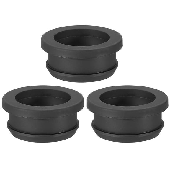 Uxcell 1-3/16 inch Rubber Grommets, 3Pcs Top Hat Grommet for Wiring Cable Gasket Hole Plugs, Black