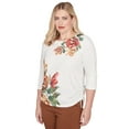 thumbnail image 3 of Alfred Dunner Womens Petite Asymmetric Floral Side Tie Top, 3 of 4