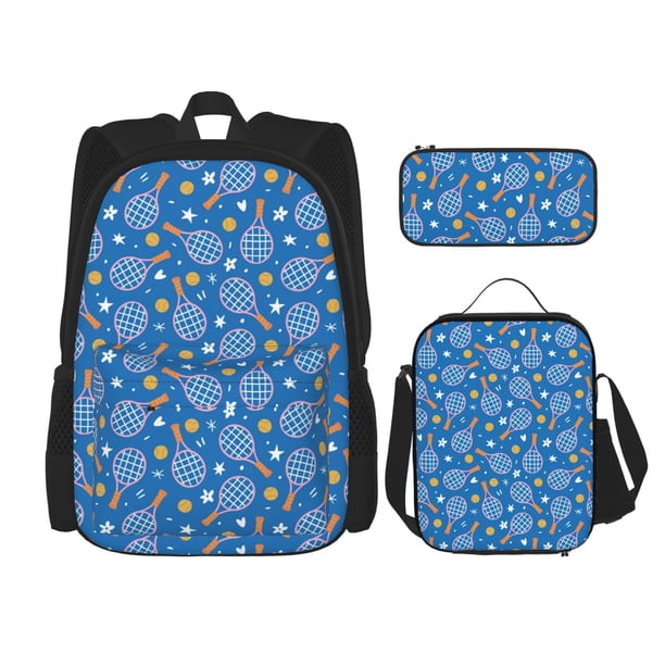 Balery Tennis Mochila escolar 3 en 1 para niños: mochila resistente con lonchera térmica y estuche para lápices. Mochila escolar para niños y niñas.