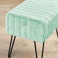 thumbnail image 3 of HOME SOFT THINGS OTOMAN/TABURETE SUPER SUAVE DE PIEL SINTÉTICA. OTOMAN TAPIZADO PARA REPOSAPIÉS CON PATAS DE METAL NEGRO Y ASIENTO ACOLCHADO. 48X33X43CM, AQUA DESLAVADO, 3 of 7