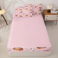 thumbnail image 4 of Manfei Pink Cartoon Bows Zipper Twin Comforter Sets with Fitted Sheet and 2 Pillowcases,Baseball Sport Themed Zipper Bedding Set,Pink Reversible,4 Pieces, 4 of 7