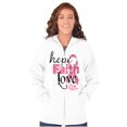 thumbnail image 3 of Hope Faith Love Breast Cancer Support Zip Hoodie Sweatshirt Women Brisco Brands M, 3 of 6
