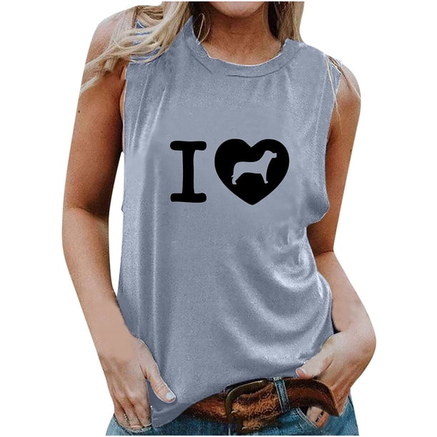 Verano mujer moda cuello redondo impreso sin mangas casual camisetas sin mangas Fridja gh5120