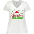 thumbnail image 3 of Inktastic Grandma Claus with Christmas Santa Hat and Snowflakes Women's Plus Size V-Neck T-Shirt, 3 of 5
