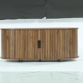 thumbnail image 6 of Demi Bonn 47" Coffee Table, Oval Center Table with Sliding Door for Home Living Room, Office, Brown, 6 of 7