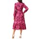 thumbnail image 3 of INSPIRE CHIC Vestidos de Chifón para Mujeres con Mangas Largas Semi Transparentes con Volantes y Capas, Vestido Bohemio Floral con Bolsillo, Rojo Rosa L, 3 of 6