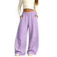 thumbnail image 4 of UACY Girls Boys Curved Wide Leg Cargo Pants Elastic High Waist Loose Fit Sweatpants Baggy Balloon Leg Trousers Fall Winter Bottoms (Purple, 9-10 Years), 4 of 9