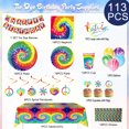 thumbnail image 3 of Tie Dye Party Supplies, 113pcs Tie Dye Party Tableware & Decorations - Plates Cups Tablecloth Napkins Banner Balloons for Party Decorations, Serves 16 Guests, 3 of 8