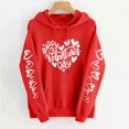 thumbnail image 5 of Womens Valentine Heart Hoodies Long Sleeve Cute Valentines Day Sweatshirt Holiday Casual Fall Spring Ladies Hoodie, L Red, 5 of 5