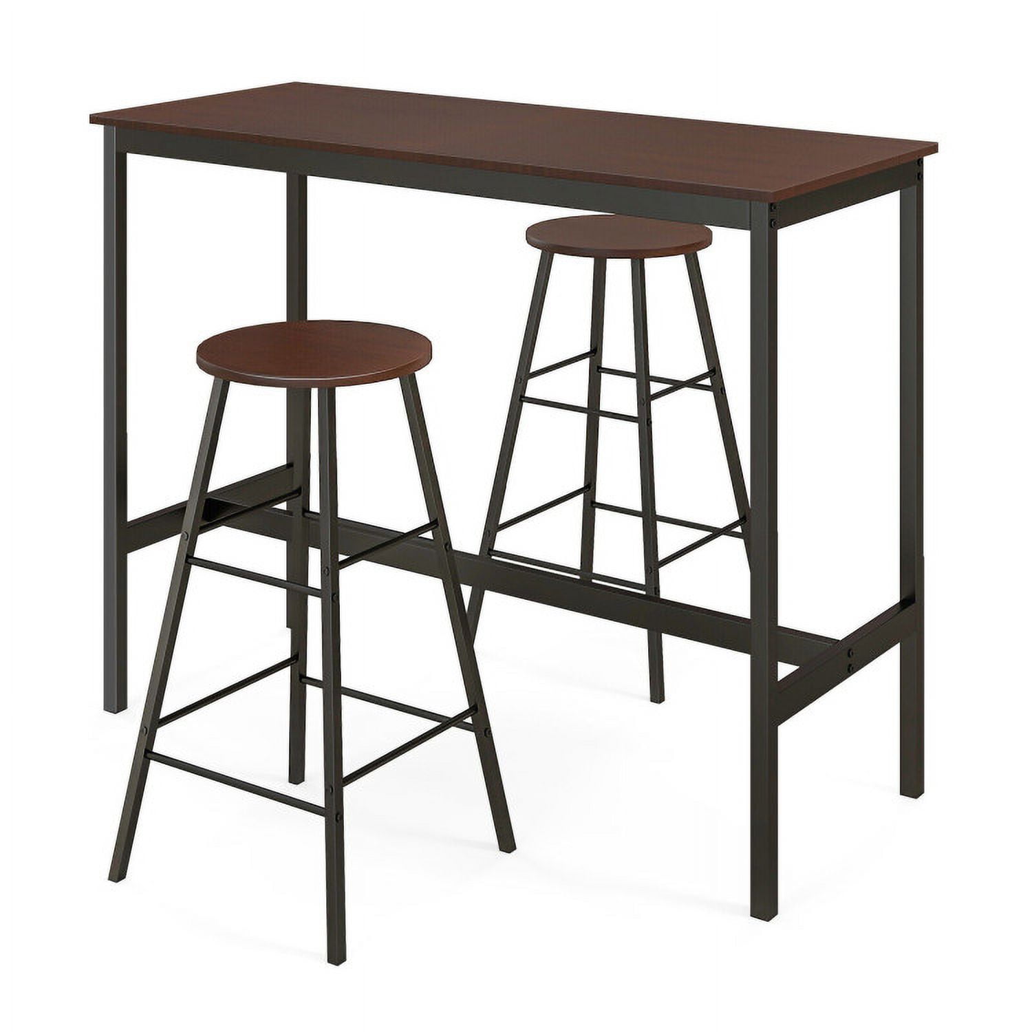 Finihen Dining Set, Dining Table Set, 3 Piece Pub Table and Stools Kitchen, for Home, Restaurant, Brown Finihen Dining Set, Dining Table Set, 3 Piece Pub Table and Stools Kitchen, for Home, Restaurant, Brown