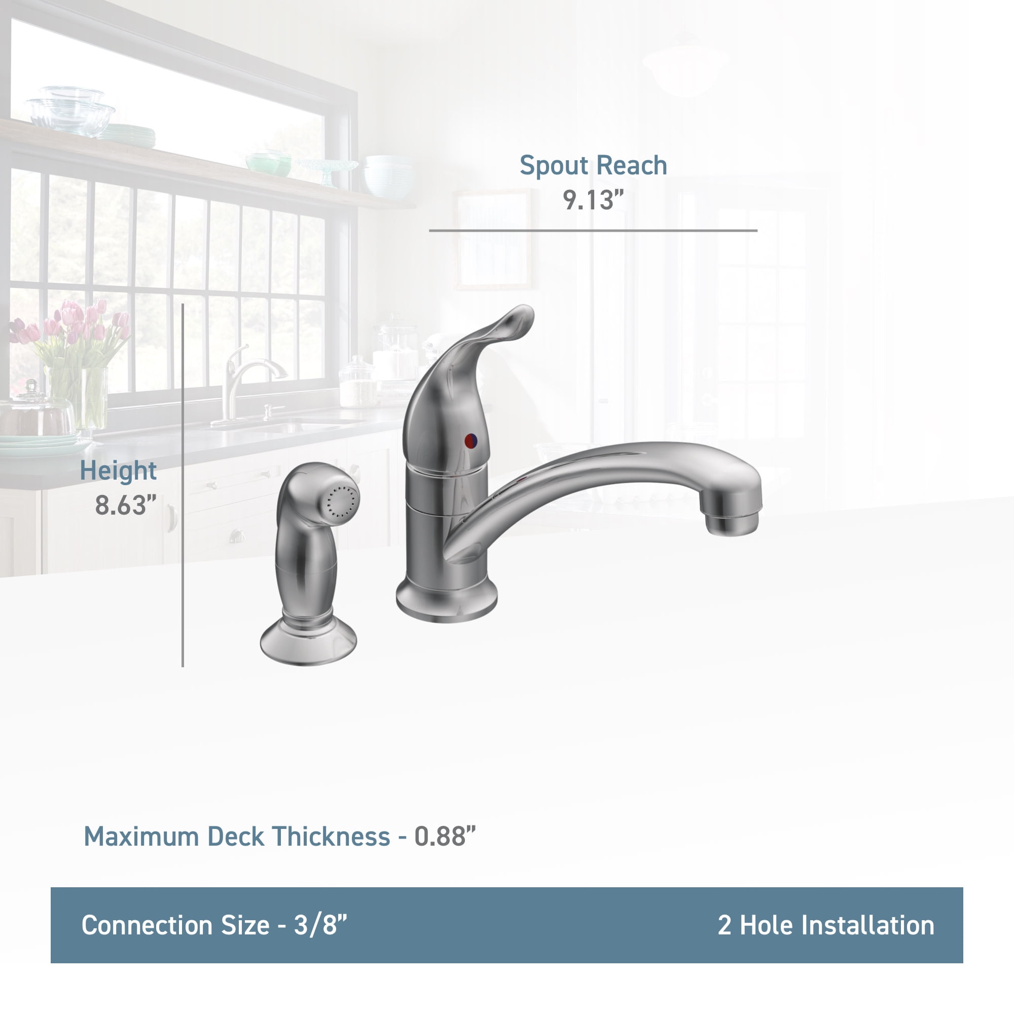 Moen 7437 Cau Single Handle Kitchen Faucet With Side Spray Chrome
