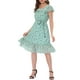 thumbnail image 2 of Vestido Midi de Invitada de Boda Floral con Cuello Cuadrado y Mangas de Volante para Mujeres INSPIRE CHIC Verde M, 2 of 5