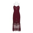 thumbnail image 2 of Aidan Mattox Spaghetti Strap Embellished Bodycon Zipper Back Illusion Crepe Dress-WINE / 14, 2 of 4