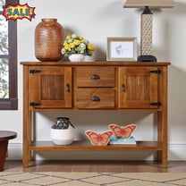 Tcbosik Console Table, 48 inch Behind Couch Table with 2 Drawers, Foyer Table with Open Shelf and 2 Doors, Narrow Entryway Table for Living Room, Hallway, Brown