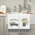 thumbnail image 2 of JOOCAR Kitchen Towels, Black and White Buffalo Plaid Truck Tulip Bees Bless Our Home 16x27.5 Inches Kitchen Towels for Kitchen Decor Housewarming Gift Towels Set of 2, 2 of 4