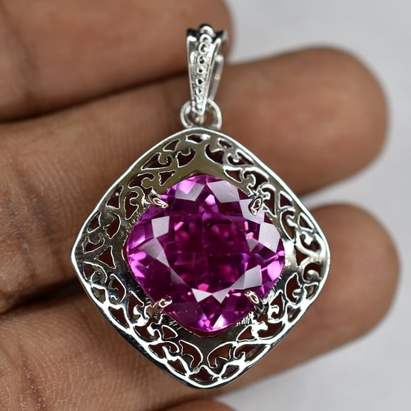 CERTIFIED 35 Ct 925 Sterling Silver Pink Tourmaline Natural Pendant Gemstone