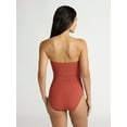 thumbnail image 4 of Time and Tru Women's and Women's Plus Ribbed Bandeau One Piece Swimsuit, Sizes XS-2X, 4 of 6