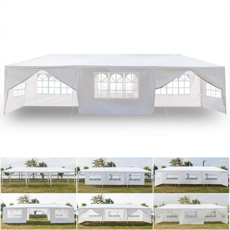 LAFGUR 10 * 30ft Eight Sides Two Doors Waterproof Tent Carport Car Canopy Gazebo, Pavilion Patio Catering Event Dancing Canopies with Spiral Tubes Suitable for Household, Wedding, Party