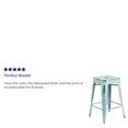 thumbnail image 2 of Commercial Grade 4 Pack 24" High Backless Distressed Green-Blue Metal Indoor-Outdoor Counter Height Stool, 2 of 9