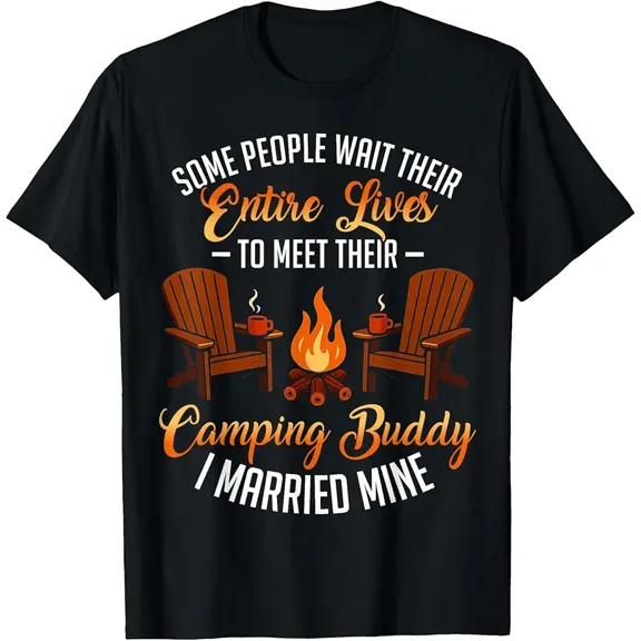 Funny Camping Buddy Marriage Quote Men Short Sleeve Graphic T-Shirt