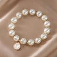 thumbnail image 2 of Imitation Pearl Alphabet Bracelet Elegant Elastic Cord Beaded Jewelry For Women Accessory, 2 of 4